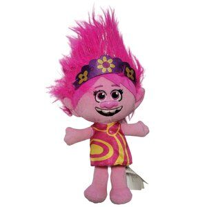 Dreamworks Trolls Poppy 9 inch Pink Floral Headband Plush Stuffed Animal Toy